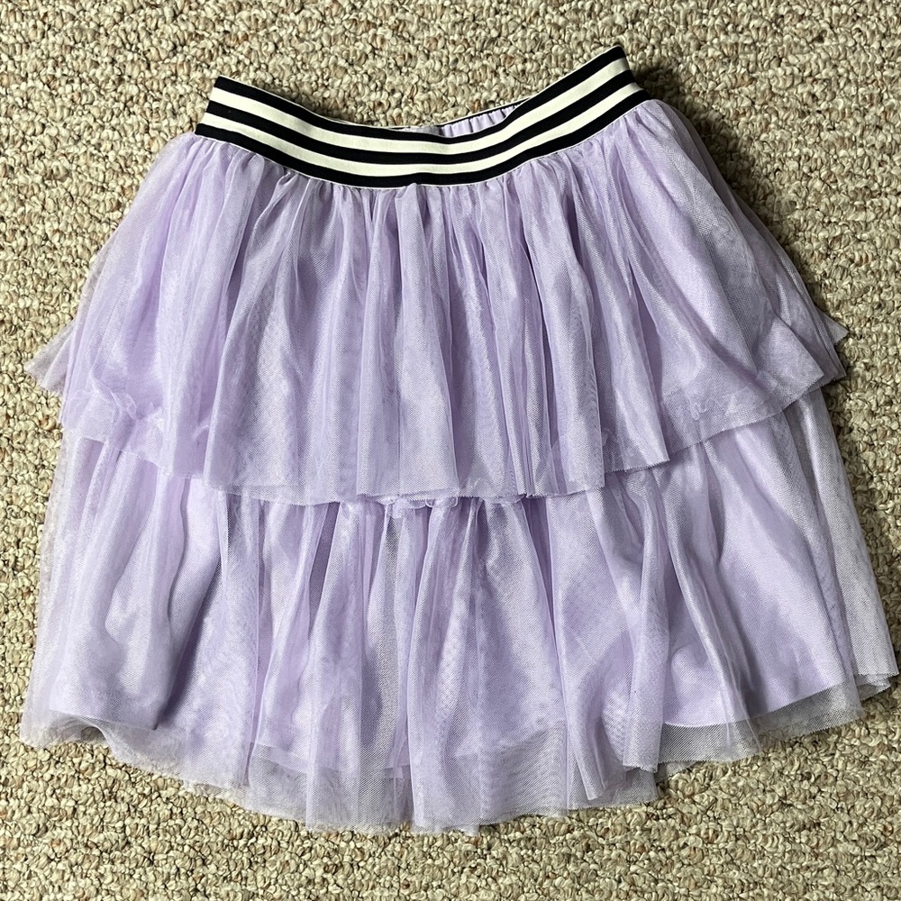 Tea Collection Lavender Tiered Skirt with Striped Waistband cotton lining